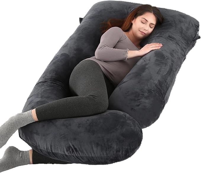 Premium pregnancy pillow - ALLOPERA 57-inch velvet cover luxury maternity pillow for ultimate comfort
